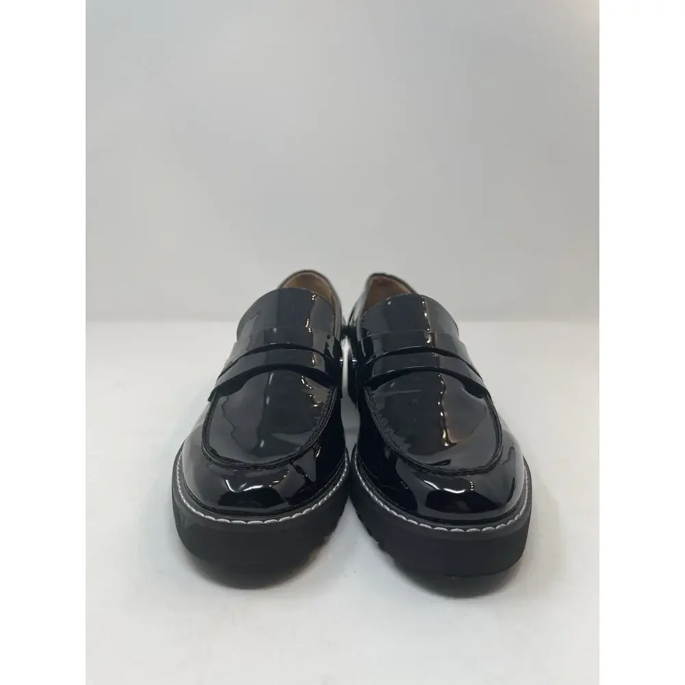 Franco Sarto Cassandra Penny Loafers with a Lug Sole‎ Patent Leather Size 10M